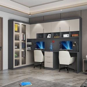 Escritorio de madera maciza para ordenador, diseño moderno, estantería integrada, esquina, mesa de estudio de escritura doble para estudiantes y niños - Product Image 4