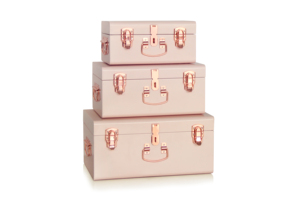 Set of 3 Refined Style Various Sizes Metal <strong>Trunk</strong> With Lock - Product Image 5