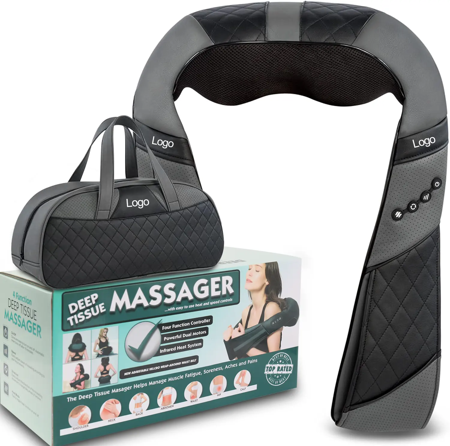 Bestseller Produkte 2024 wiederaufladbare Nacken- und Schultermassagegerät Shiatsu Körpermassage mit Tragetasche