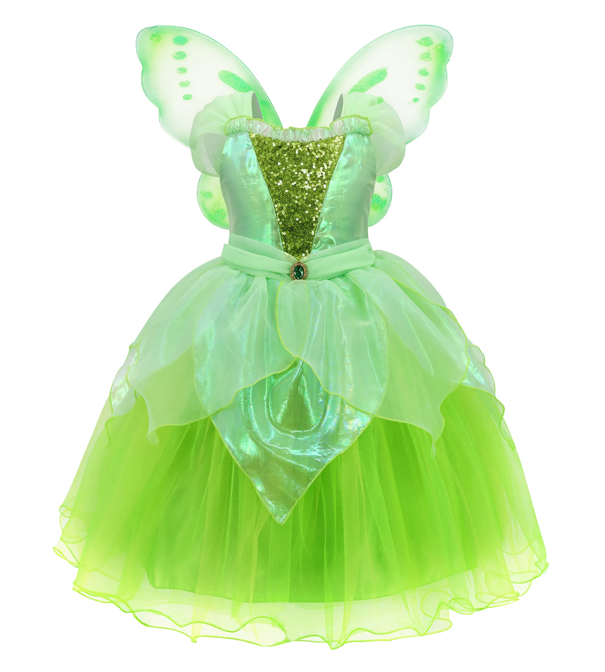 Weihnachts fee Tiana Kostüm für Mädchen Tinker Bell Princess Kleid Elf Wings Stirnband Zauberstab Kleinkind Phantasie Geburtstags feier Kleider
