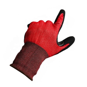 Iyi kullanım kırmızı ANSI A4 C kesim seviyesi HPPE Sandy nitril Palm kaplı Anti-Cut iş güvenliği eldiveni el ve kol koruma için - Product Image 4