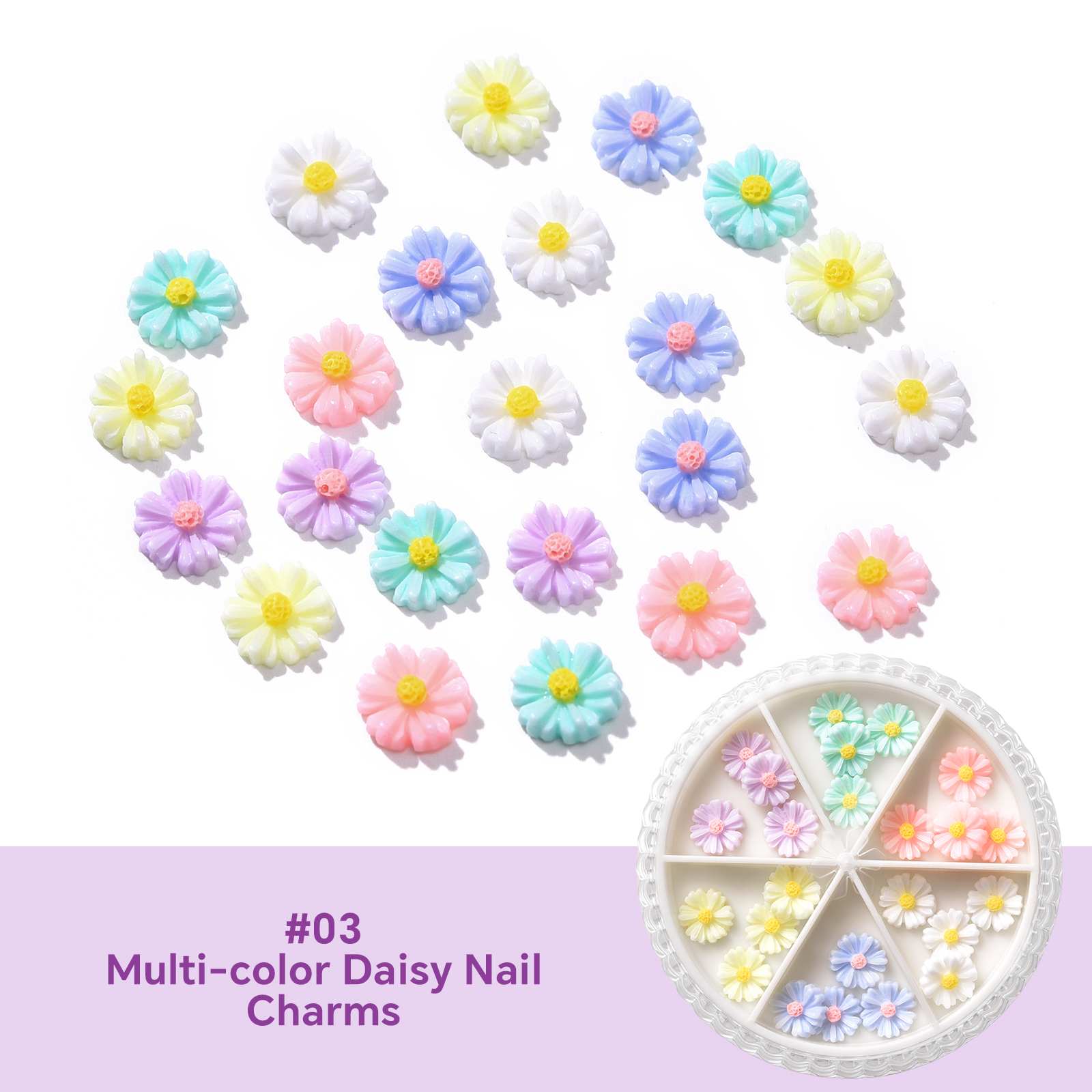 #03 Multi-color Daisy Nail Charms