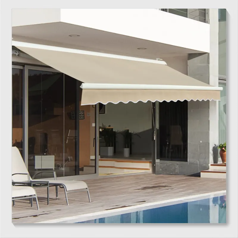 Toldo retrátil grande para exterior, toldo duplo para pátio, janela de exterior, dossel completo, motorizado