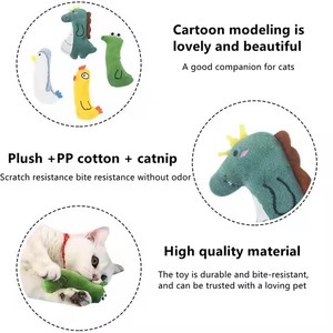 Venta al por mayor de dibujos animados de animales de diseño interactivo gato de peluche Catnip Juguetes Divertidos para gatito gato Kicker dentición masticar jugar - Product Image 3