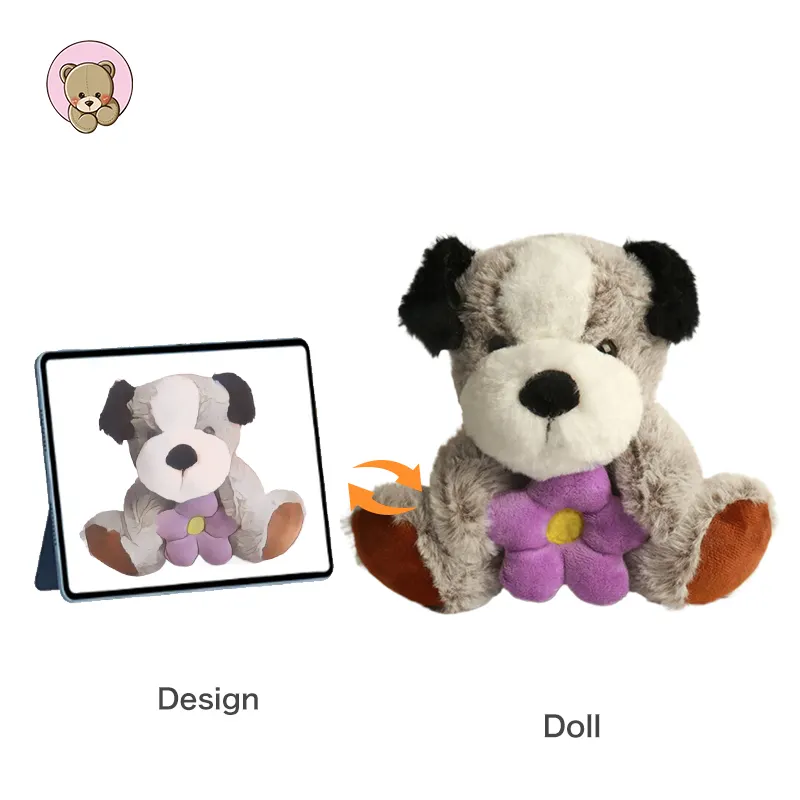 Juguete de peluche personalizado de alta calidad perro de dibujos animados muñeco de peluche suave para niños