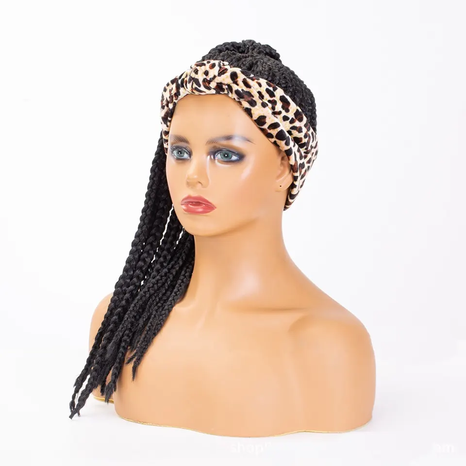 Free shipping 1b# natural Black Glueless HeatResistant synthetic hair extension headband wigs braiding fiber hair ponytails