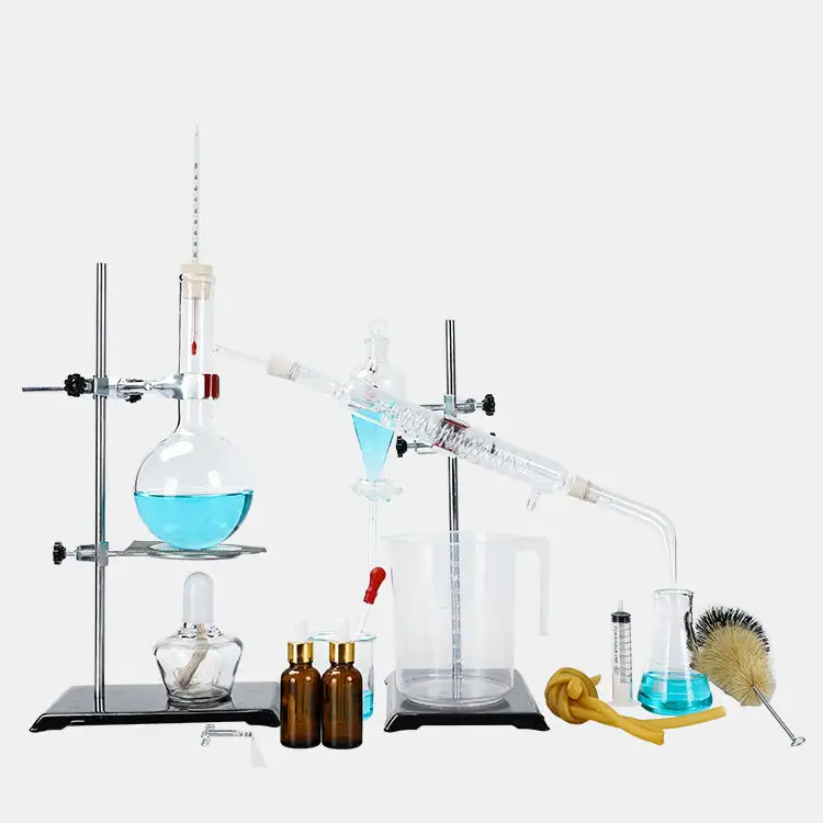 Juego de cristalería de laboratorio, equipo de máquina de destilación, Maleta, paquete, juego de vidrio para experimentos químicos, buena calidad, 500ml