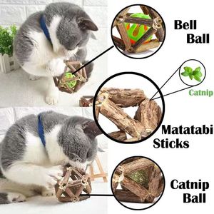 Catnip Toys Natural Silvervine Stick Catnip Ball & Bell Ball-Juguetes para gatos de interior Limpieza de dientes - Product Image 4