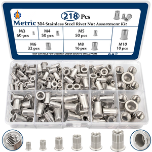 Assortment Kit Stainless Steel <strong>Rivet</strong> <strong>Nut</strong> Assortment Kit M3 <strong>M4</strong> M5 M6 M8 M10 Flat Head Rivnut Set Rivnut Threaded Insert <strong>Nut</strong>