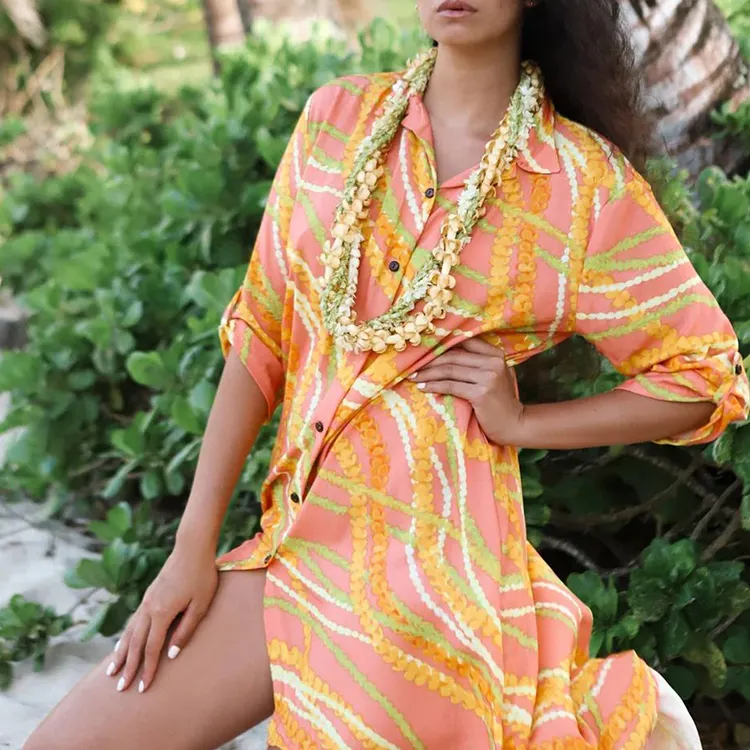 Nhà máy sản xuất bán buôn mùa hè Viscose bãi biển người phụ nữ mặc ăn mặc giản dị