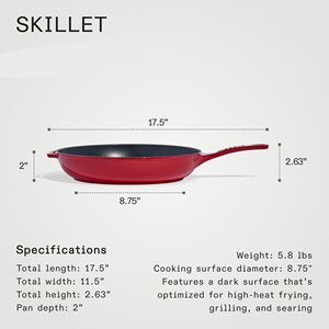 エナメル鋳鉄フライパン-赤-優れた保温性と耐久性-プロの調理器具 - Product Image 4
