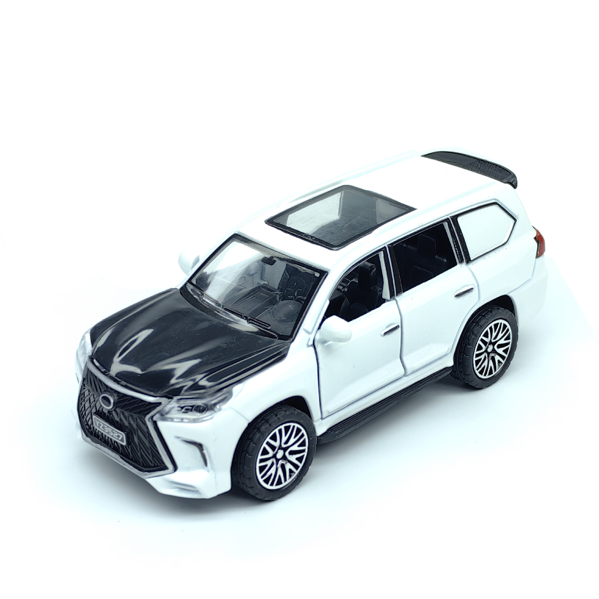 Four-door Lexus white-windowed box