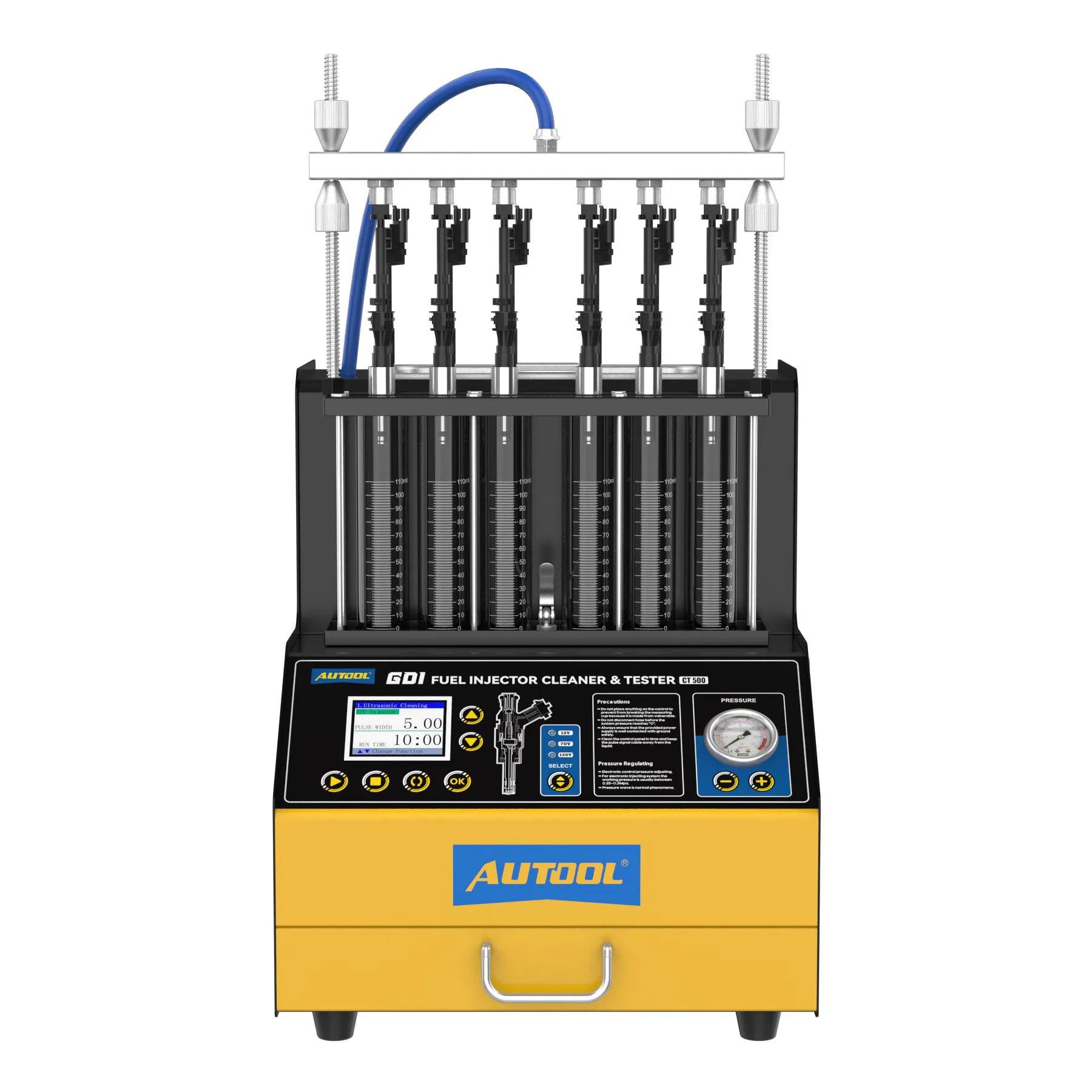 AUTOOL CT500 GDI EFI FEI Limpiador y probador de inyectores de combustible Máquina 6 cilindros Limpiador de inyectores de combustible para automóviles y motocicletas