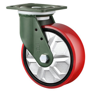 Heavy Duty High Loading Factory Hersteller 4 Zoll 100 mm Schwenk rollenlager Red PU Industrial Caster - Product Image 1