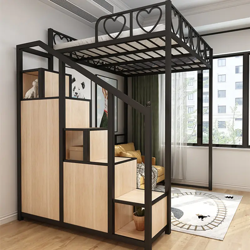 Estrutura de cama king-size de metal para estudantes adultos, dormitório loft e beliches para uso em dormitórios, escolas, casas, hotéis e albergues