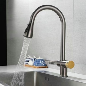 304 Stainless Steel Waterfall <strong>Faucets</strong> Gun Gray <strong>4</strong> Modes Rainfall Mixers Pull Out Spray Kitchen <strong>Sink</strong> <strong>Faucet</strong>