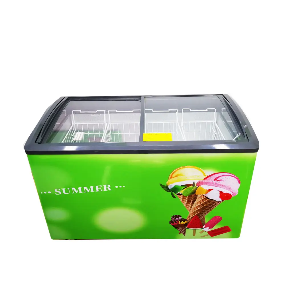 Thương mại hiển thị tủ đông Top Glass Ice Cream hiển thị tủ lạnh