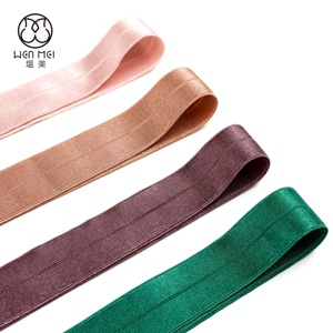 Cor sólida Underwear Bra Strap Nylon Strip Edge Banding Brilhante Soft <span class=keywords><strong>Fold</strong></span> <span class=keywords><strong>Over</strong></span> <span class=keywords><strong>Elastic</strong></span> Band