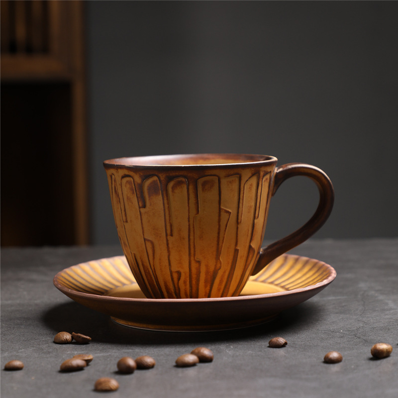260 wood mark cup and saucer (brown) 220ml