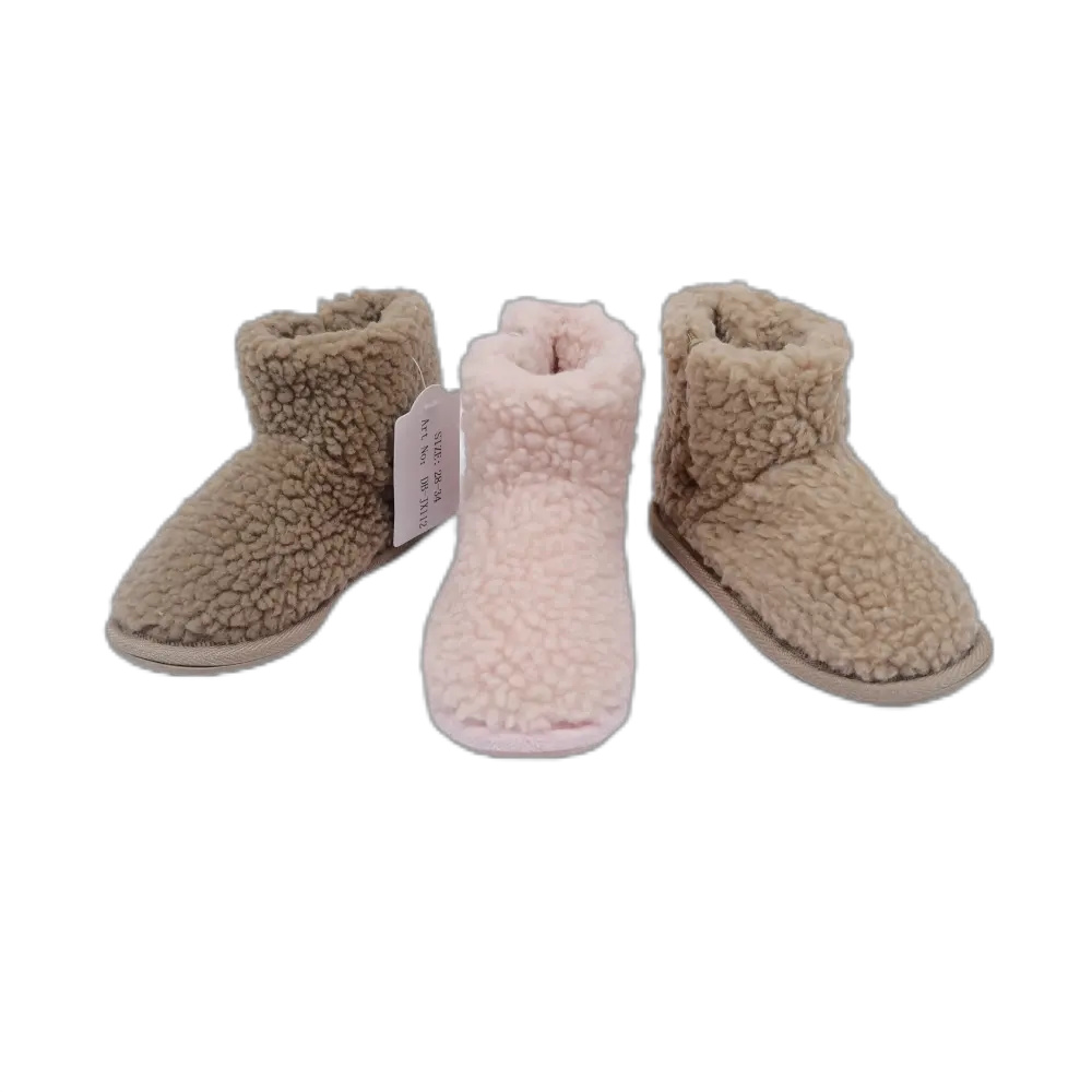 Melhor opção Botas de Inverno Macias para Meninos Botins de dedo fechado em tecido cordeiro antiderrapante marrom rosa