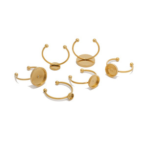 Stainless Steel <strong>Gold</strong> Rose <strong>Gold</strong> Silver Plated Round <strong>Cabochon</strong> Rings Blank Bezel Trays Ring Base Settings for Jewelry Rings Making - Product Image 4