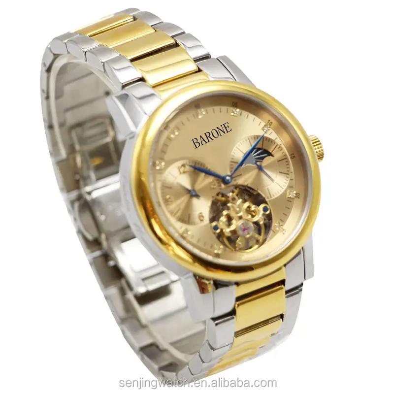 Классические золотые и серебряные Роскошные автоматические часы сапфировое стекло белая этикетка дистрибьютор часов