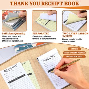 Biểu Tượng Tùy Chỉnh In Ấn 2 Phần Carbonless Bán Hàng Đặt Hàng Cuốn Sách 5.5x3.3 Trong Nhà Hàng Khách Sạn Hóa Đơn Pad Ncr Thuế Tiền Mặt Hóa Đơn Hóa Đơn Sách - Product Image 4