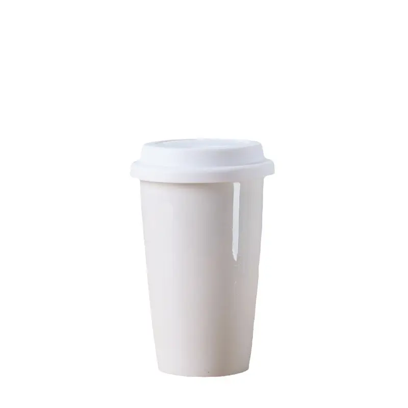 Gran oferta, Taza de cerámica de uso diario simple y moderna de alta calidad, Taza de cerámica blanca y negra de hueso nuevo de China con tapa, taza de café, taza de viaje