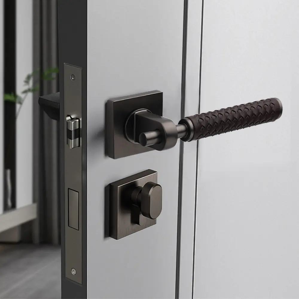 Manija de puerta contemporánea FIita, manija de puerta de palanca cuadrada de aleación de Zinc de diseño negro mate para puertas interiores