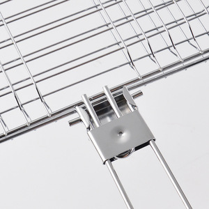 户外碳钢烤鱼夹可折叠手柄带烤盘网蔬菜烤盘网耐用金属工具 - Product Image 4