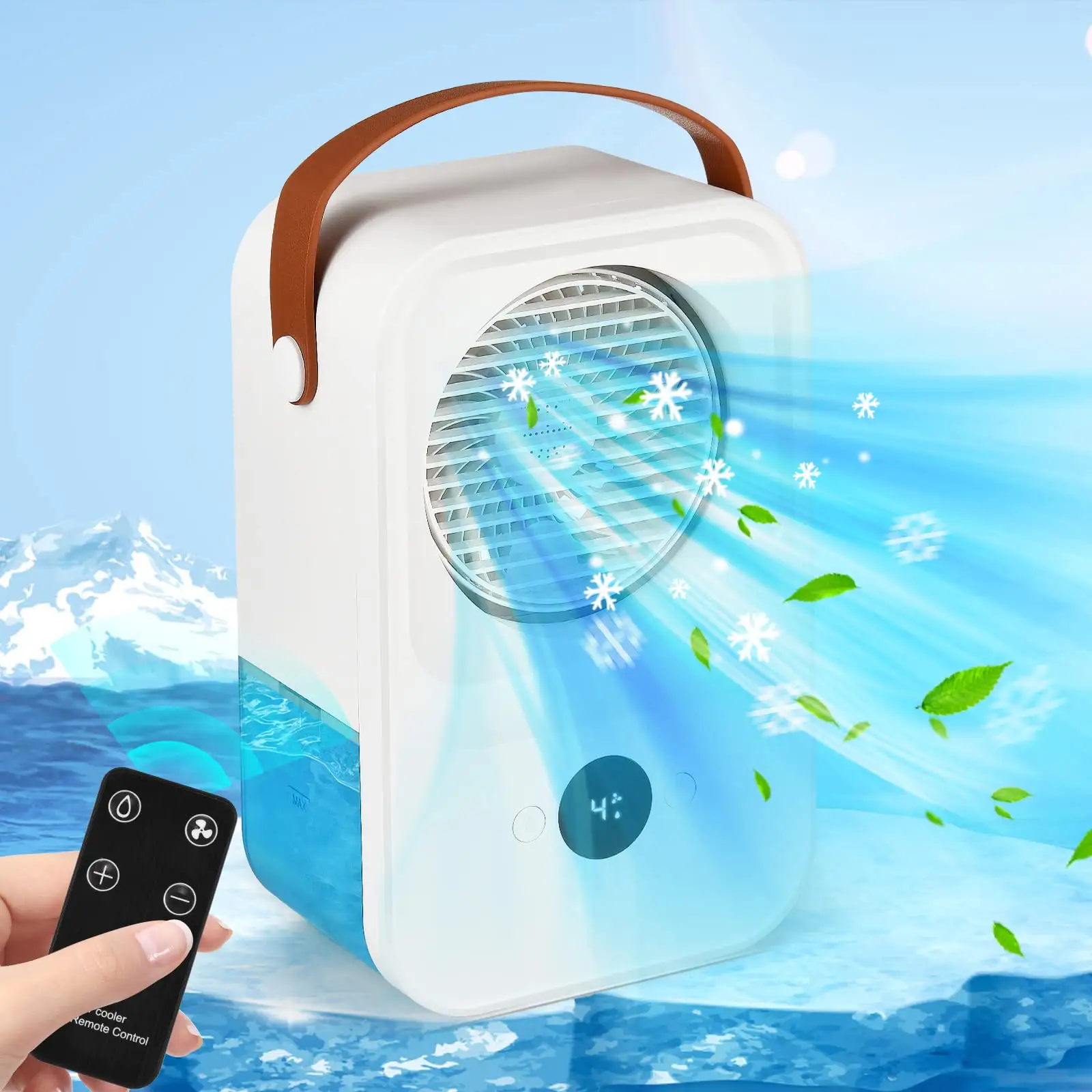 4 In 1 Mini USB telecomando ricaricabile portatile Smart ventilatore elettrico con ghiaccio acqua nebbia Display digitale per la casa scrivania estiva