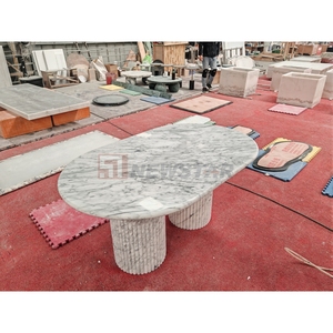 Newstar toptan cilalı Polished co Carrara beyaz mermer Oval yemek masası 6 kişi için