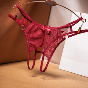 Woman's Open Crotch Lace Sexy Lingerie Low-Rise Chastity Thongs <strong>String</strong> Bikini <strong>G</strong>-<strong>Strings</strong> with Waist Logo Erotic Femme Underwear - Product Image 4