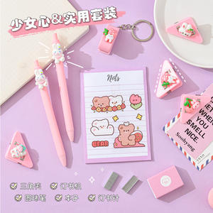 5 mảnh màu Hồng Ếch văn phòng phẩm Thiết lập dễ thương thỏ đồ dùng học tập cho cô gái <span class=keywords><strong>Stapler</strong></span> bóng-điểm bút notepads phục sinh Quà Tặng - Product Image 2