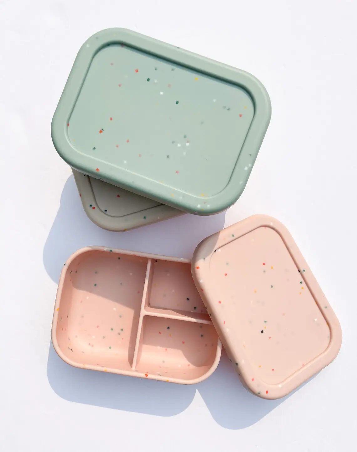 Fabrik preis Großhandel personal isierte Erwachsene 3 Fächer Schulkinder Speckle Silikon Bento Lunchbox mit Trennwänden