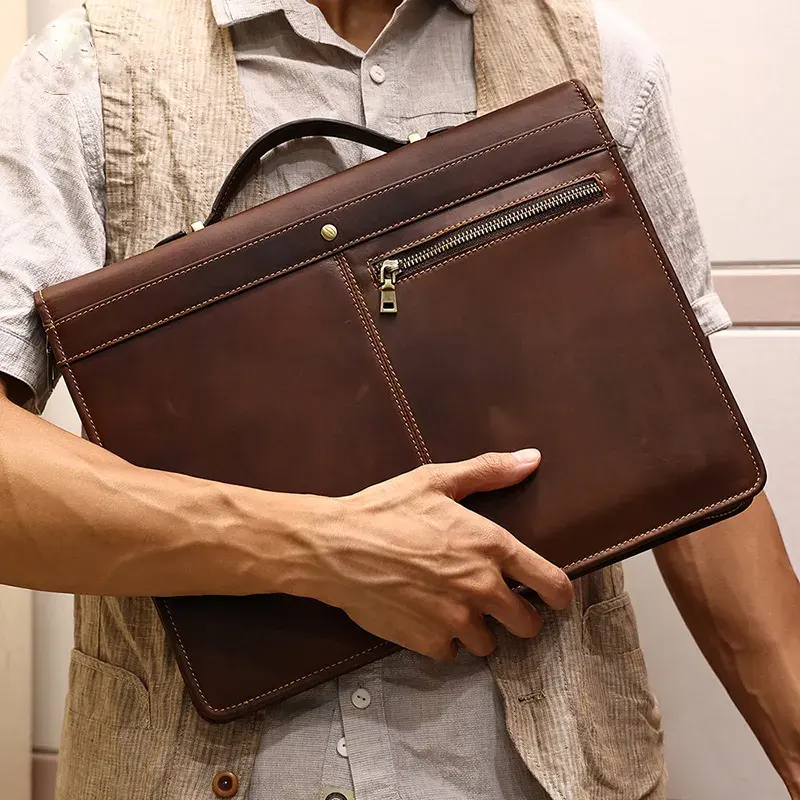 Borsa a tracolla da lavoro per ufficio da uomo valigetta esecutiva in vera pelle borsa per Laptop di lusso valigetta da ufficio in pelle di qualità