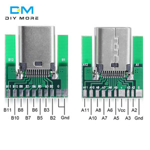 USB3.1タイプCコネクタ24ピンオスメスソケットレセプタクルアダプタからはんだワイヤおよびケーブル24PPCBボードサポートモジュール - Product Image 3