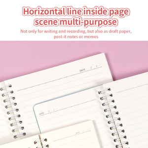 Vendite calde cancelleria scrittura <span class=keywords><strong>Notebook</strong></span> Kawaii Horizontalline all'interno della pagina A5 Journal <span class=keywords><strong>Notebook</strong></span> con spirale