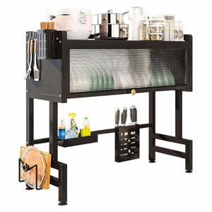 Toz geçirmez dolap kapı ile lavabo bulaşık kurutma rafı üzerinde, 2 katmanlı büyük depolama mutfak çanak geri çekilebilir süzgeç raf - Product Image 3