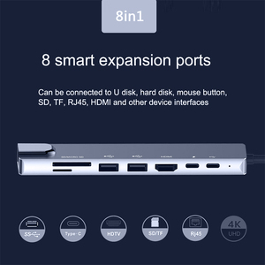 Dock MST双屏双显示适配器集线器USB C型笔记本电脑扩展坞8合1 USB C集线器集线器 - Product Image 5