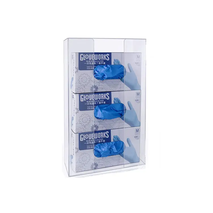 Acrylic wall mounted medical glove box Transparent disposable rubber glove box 19x11x24cm