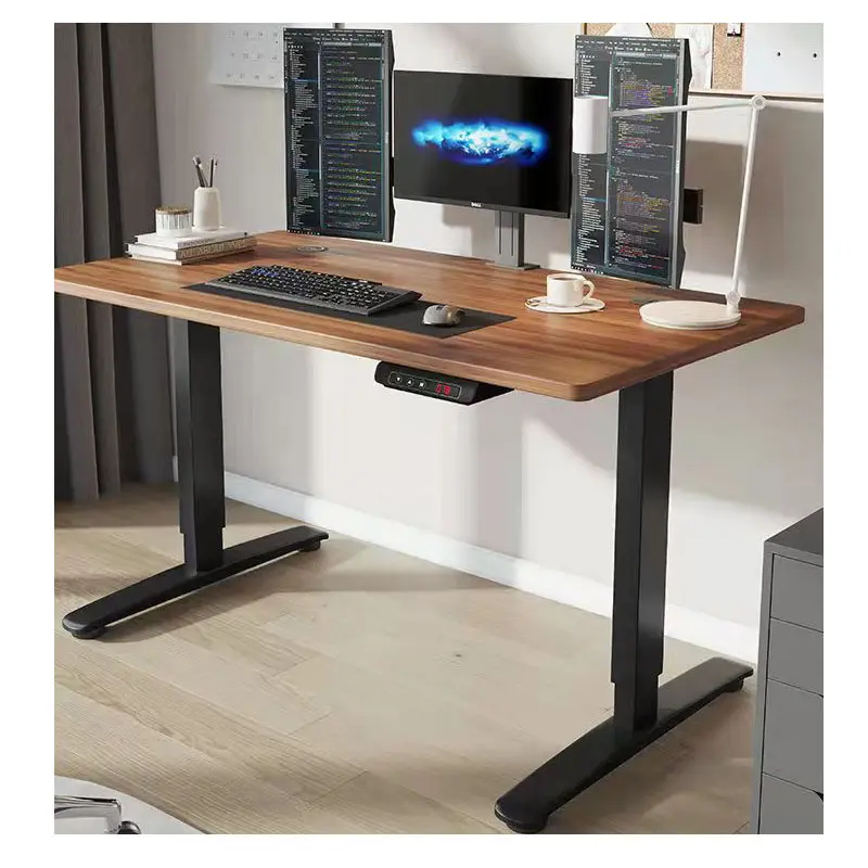 Yiwu-escritorio de metal negro para ordenador de oficina, mesa elevadora de pie, barato