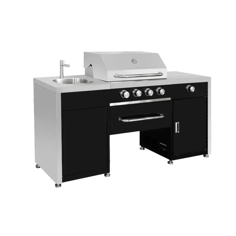 GE400SS freestanding barbecue propano griglia a gas con frigo e bruciatore laterale forno lavello combinazione armadio per cucina modulare all'aperto