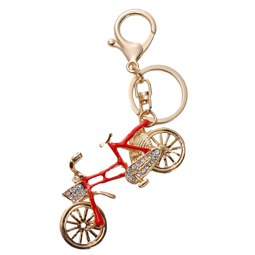 Portachiavi con strass a forma di borsa a forma di bicicletta portachiavi con pittura a diamante simpatico cartone animato ciondolo per auto per regali