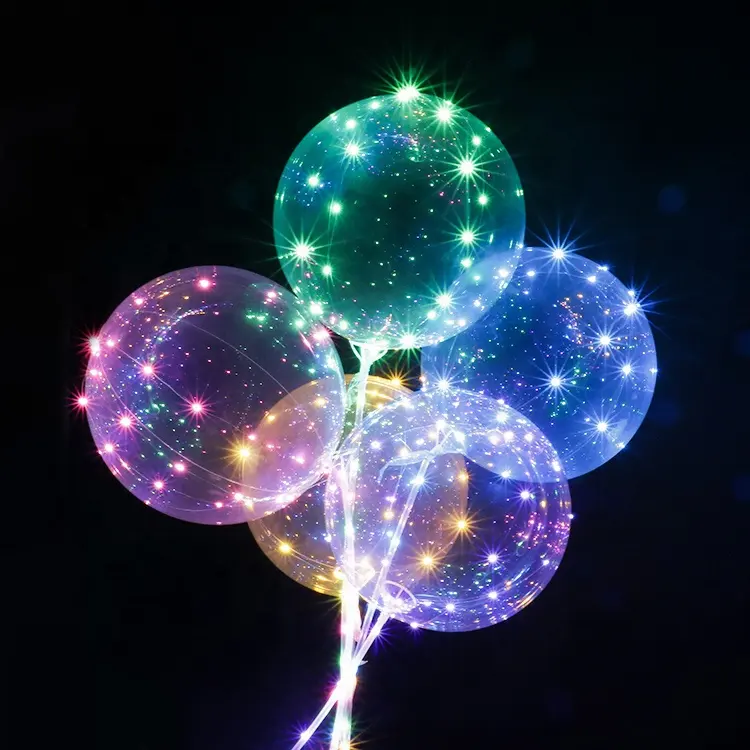 2023 ballons kids birthday party decoracion clear balon glowing globos lampeggiante led bobo balloons si illumina con il bastone