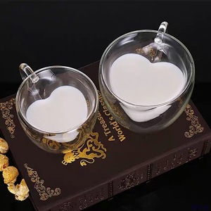 二重壁カップカスタムハート型ガラスコーヒーカップ - Product Image 2