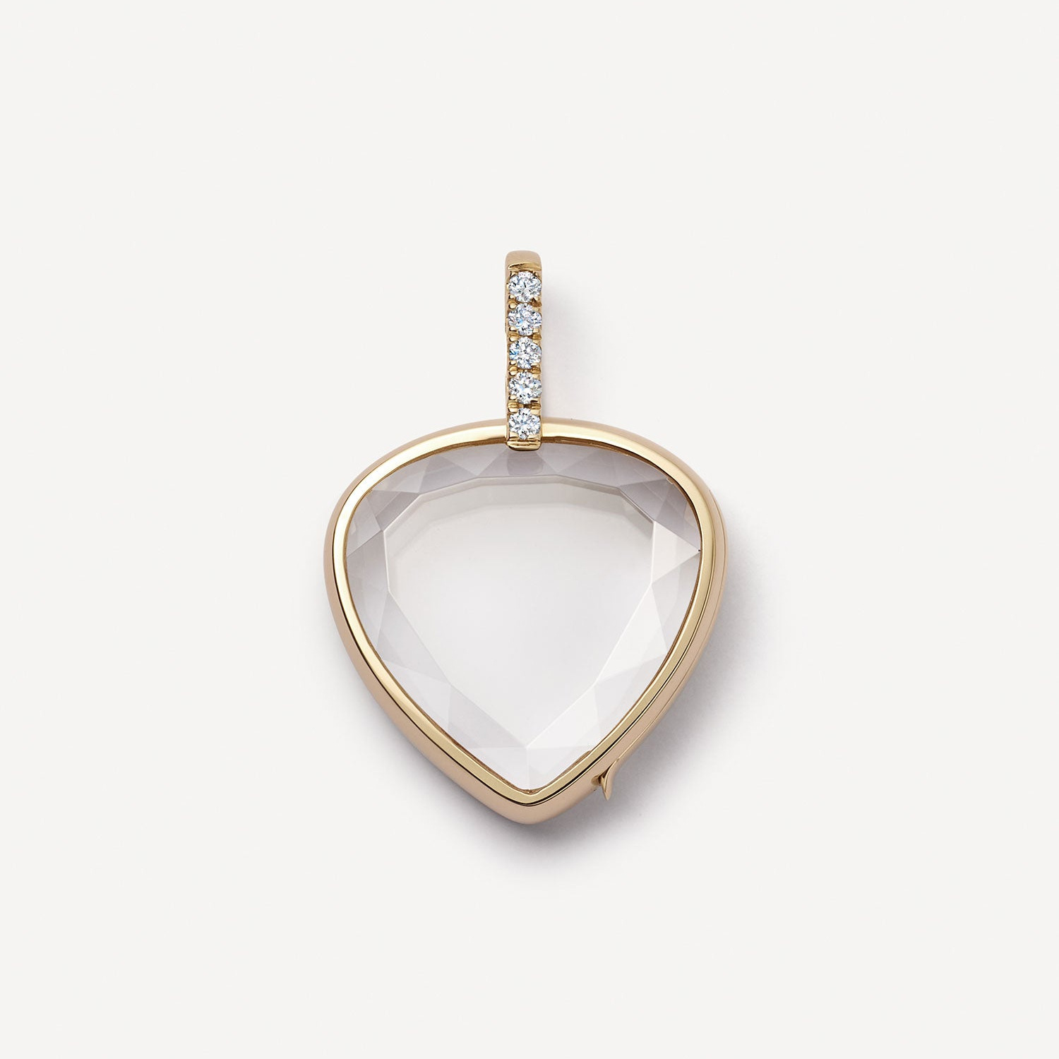 Collar con Colgante de Corazón Transparente Dorado sin Cadena de Eslabones