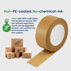 YONGYU Natural Ecológico Heavy Duty 2 pulgadas Madera Marrón Reciclable Autoadhesivo Durable Autoadhesivo Rollo de cinta de papel Kraft - Product Image 3