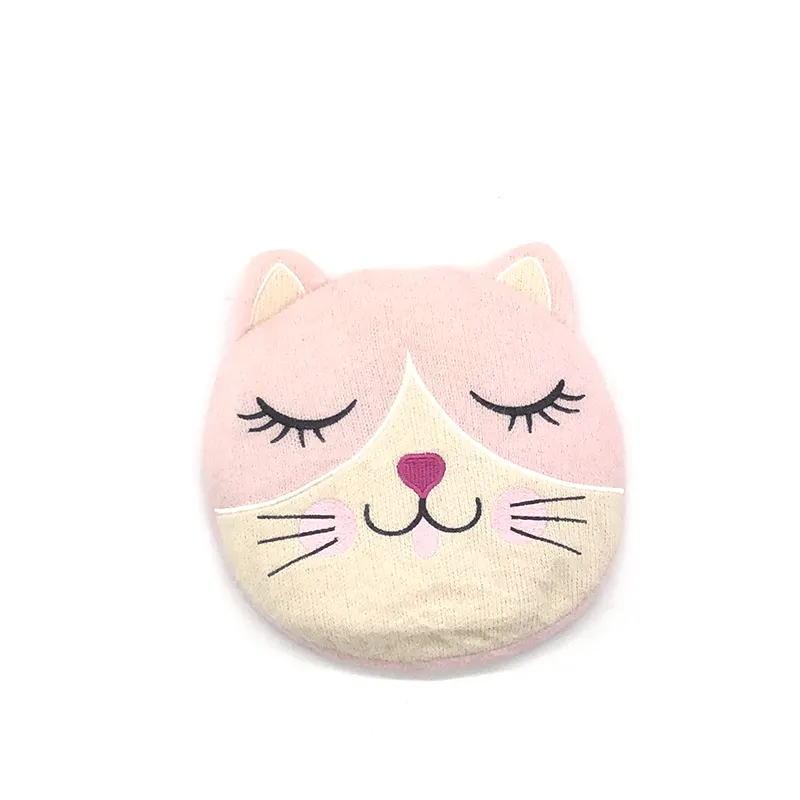 Wholesale Tourmaline Filling Heat Pad Pink Color Adorable Kitty Shaped Soft Cover Round Microwavable Heat Pack