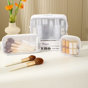 Hot Custom Polyester Travel Mesh Cosmetic Bag <strong>Cheap</strong> White <strong>Makeup</strong> Tool Travel Storage Pouch Vinyl Mesh Bag Set <strong>case</strong> for Promotion - Product Image 6
